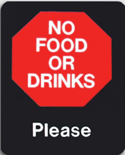 "NO FOOD OR DRINKS - Please" Store Signage - 7" x 5 1/2"H