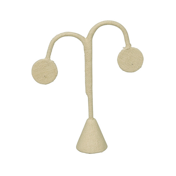 Beige Linen Single Earring Display Tear Drop Shape 6 1/4"H