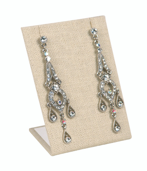 Beige Linen Single Rectangular Earring Display