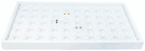 White 50 Compartment Puff Earring Card Flocked Tray Insert