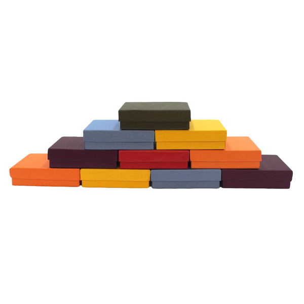 10 Boxes-Multi Colored CottonFilledBoxes-7 1/8" x 5 1/8" x 1 1/8"H