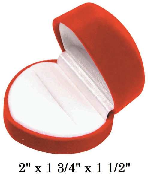 Soft Flocked Red Velour Heart Ring Gift Box