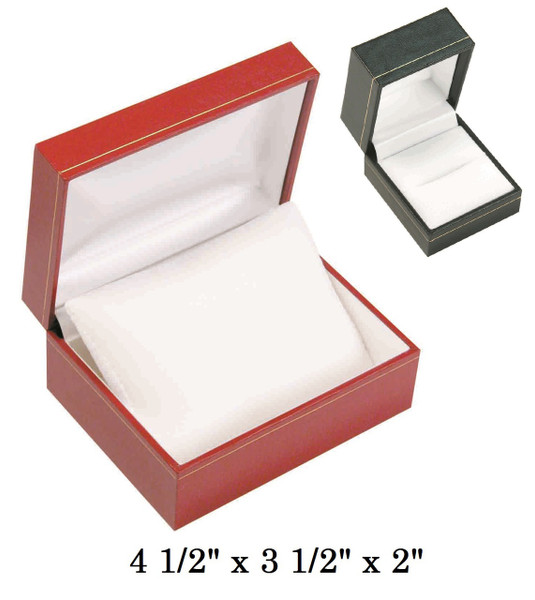 Black Small Watch w/Pillow white satin interior classic Leatherette gift Box