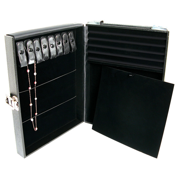 Jewelry Attache Case with buckle and side handle - 12 1/8" x 8 1/2" x 2 1/4"H