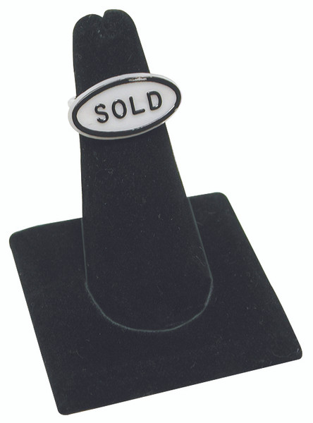 Black Velvet Single Ring Jewelry Stand with Square Base