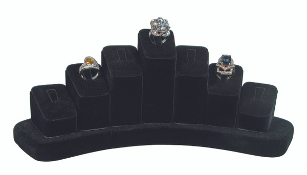 Black Velvet Ring 7 Column Set Ring Curved Jewelry Display
