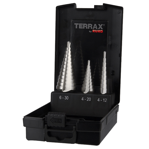 TERRAX  STEP DRILL SET HSS 3PC