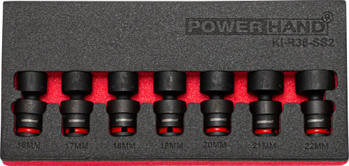 POWERHAND 7Pc 3/8" Shallow Swivel Impact Socket Set (16-22mm)