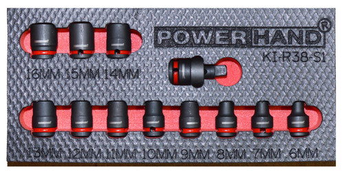 POWERHAND 3/8" Shallow Impact Socket Set (6-16mm)