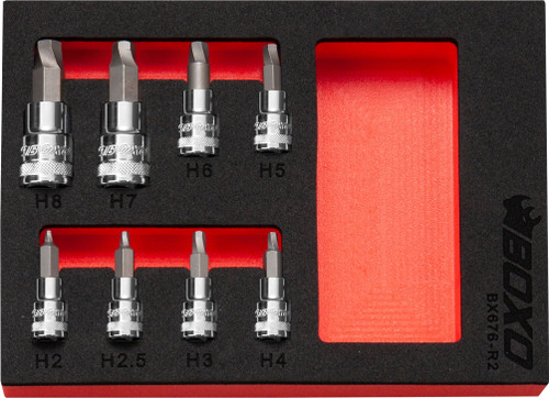 Boxo 1/4" & 3/8" Hex Extractor Bit Socket Set In EVA Foam