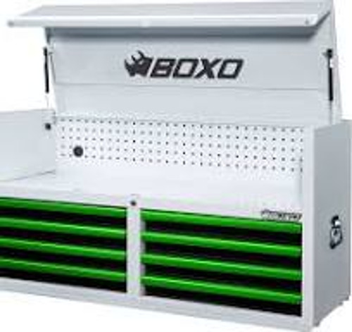 BOXO 53" 8 Drawer Top Box with Drawer Trim Pack - White Body/Green Gloss Trims