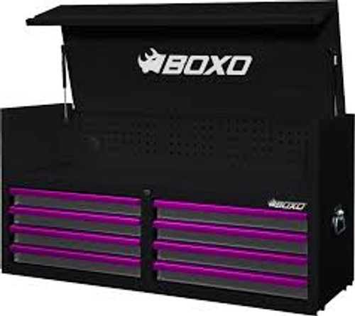 BOXO 53" 8 Drawer Top Box with Drawer Trim Pack - Black Body/Pink Gloss Trims
