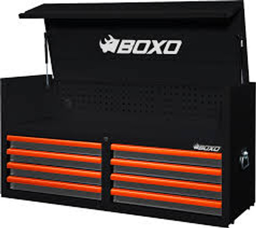 BOXO 53" 8 Drawer Top Box with Drawer Trim Pack - Black Body/Orange Gloss Trims