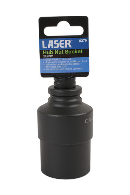 LASER 6279 1/2"Dr 36mm DEEP HUB NUT THIN WALLED SOCKET