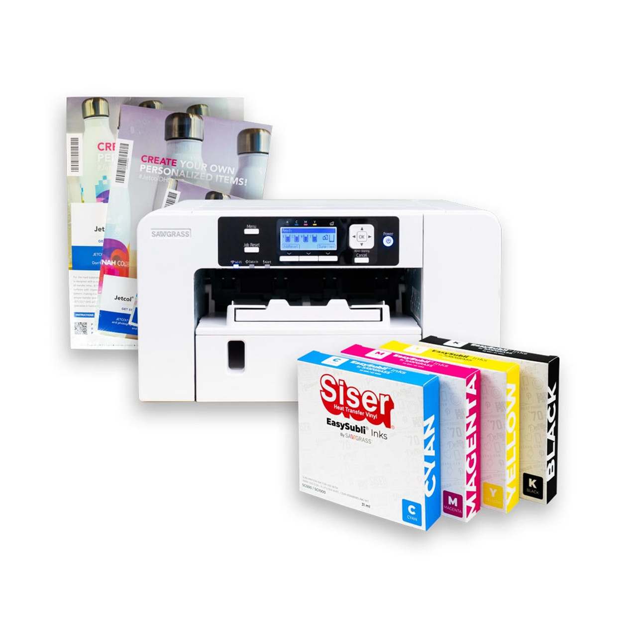 Sawgrass UHD Virtuoso SG500 Sublimation Printer Bundle with Inks, 450  Sheets of Sublimation Paper, Tape, Tools, Blanks, Mega Design Pack