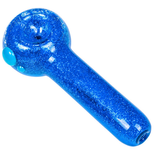 Crush Glass Blue Glitter Spoon Pipe