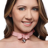 Golden Kitty Cat Bell Collar - Pink/Silver (AG456-Pink)