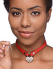 Heart Lock Leather Choker with Lock and Key - Red (AG762-Red)