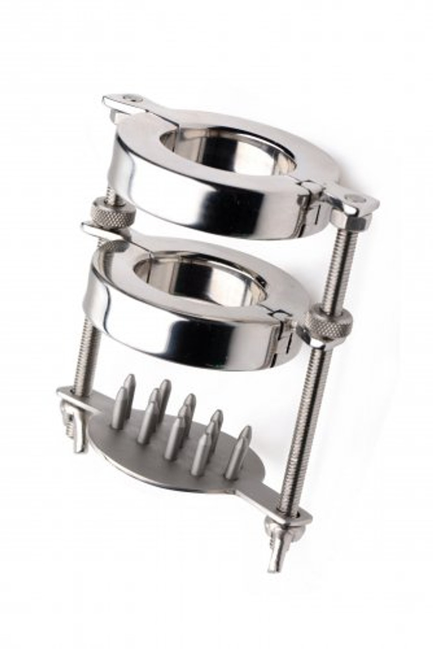 Stainless Steel Spiked CBT Ball Stretcher and Crusher - Couples Playthings