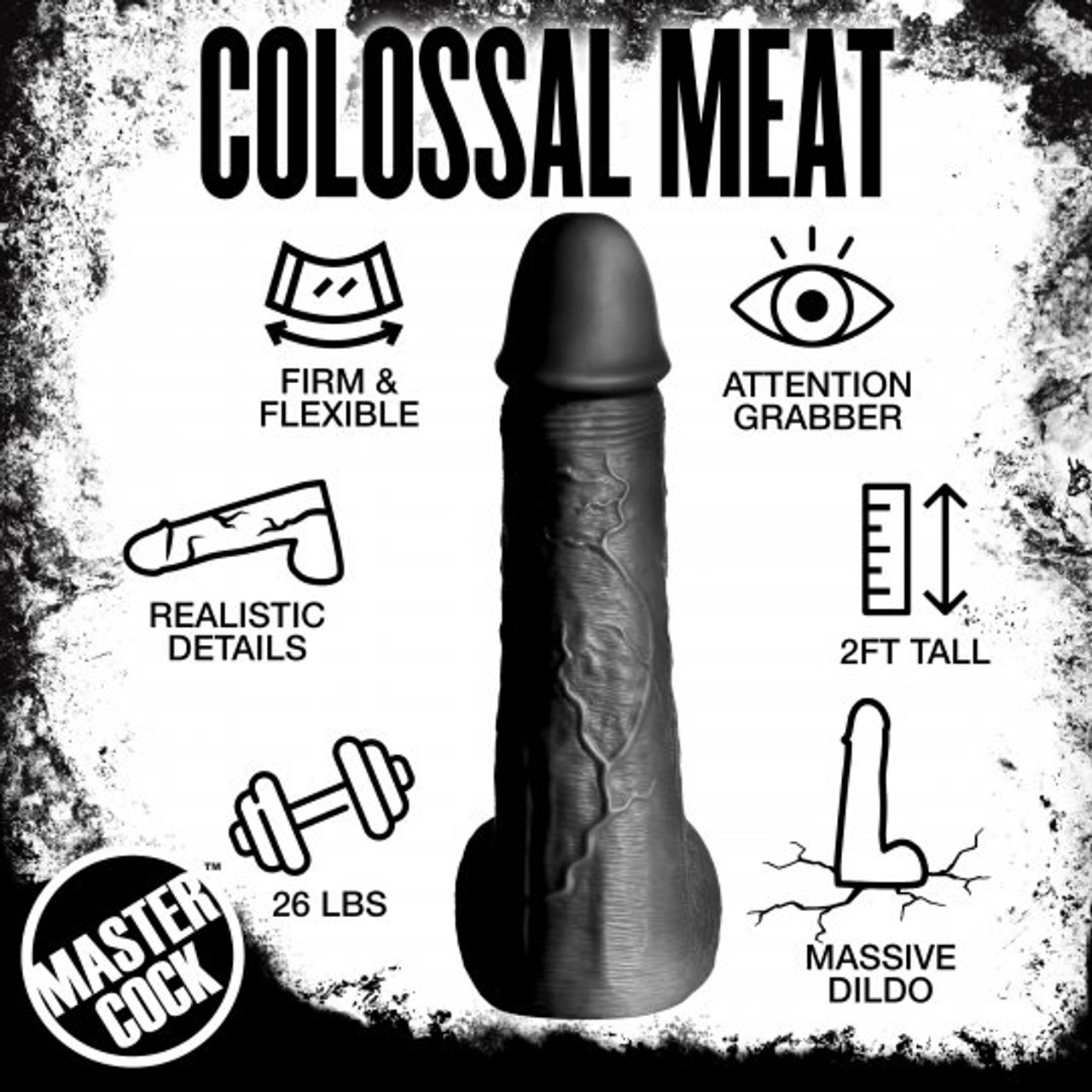 Master Cock Moby The Huge 36 Inch Tall Super Dildo, Black