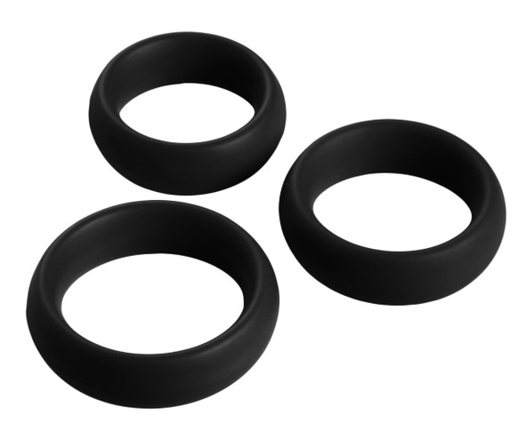 3 Piece Silicone Cock Ring Set (AD143-Black) 