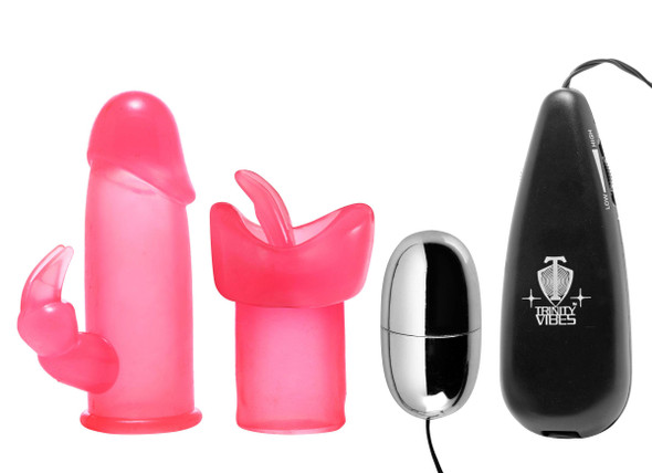 Luv Flicker Plus Vibrating Bullet with Attachments