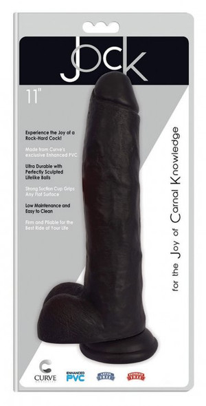 JOCK 11 Inch Dong with Balls Black (packaged)