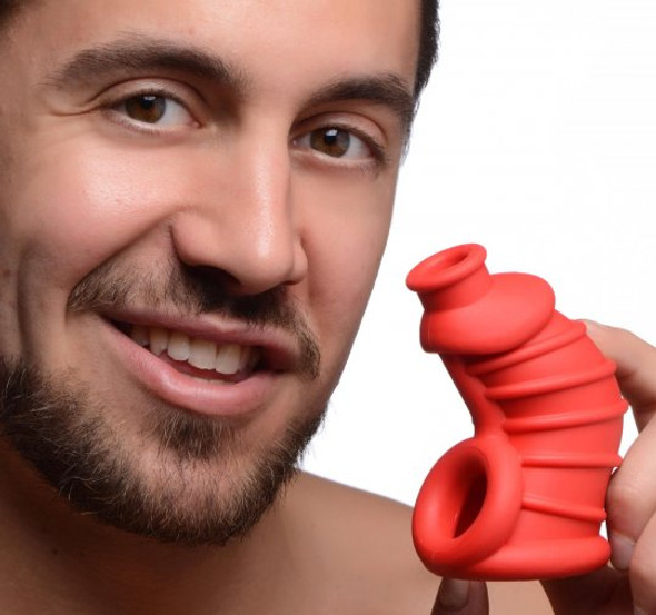 Red Chamber Silicone Chastity Cage