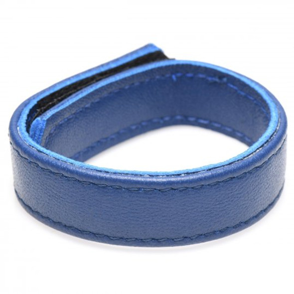 Velcro Leather Cock Ring - Blue