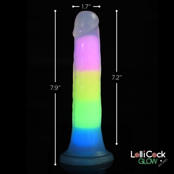 7 Inch Glow-in-the-Dark Rainbow Silicone Dildo