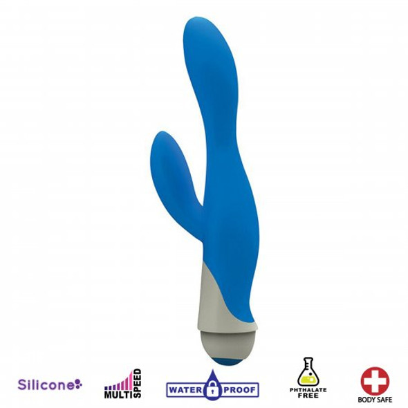 Serena 7 Speed Silicone Rabbit Vibe - Blue