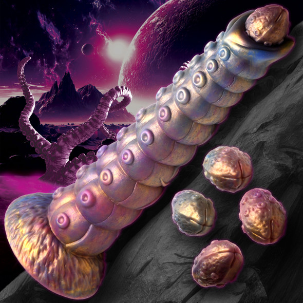 Deep Invader Tentacle Ovipositor Silicone Dildo with Eggs (AH407)