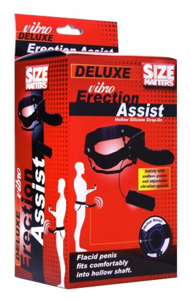 Deluxe Vibro Erection Assist Hollow Silicone Strap On (packaged)