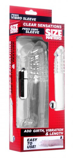 Clear Sensations Penis Extender Vibro Sleeve with Bullet  (packaged)