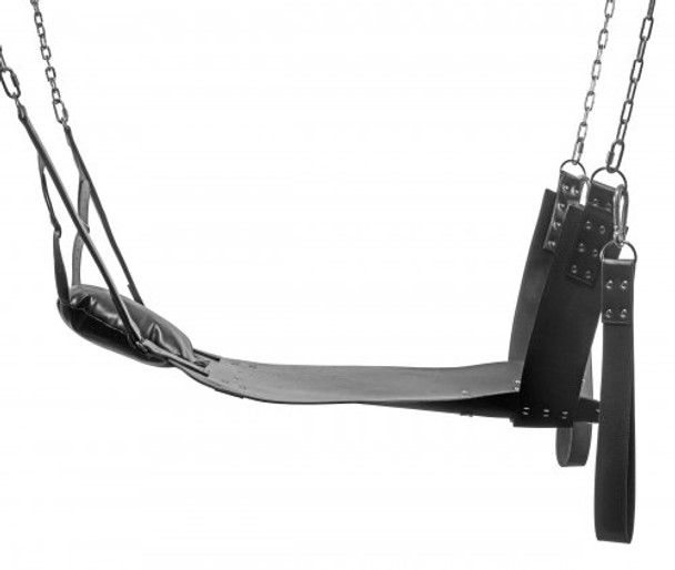 Leather Bondage Swing with Stirrups and Pillow