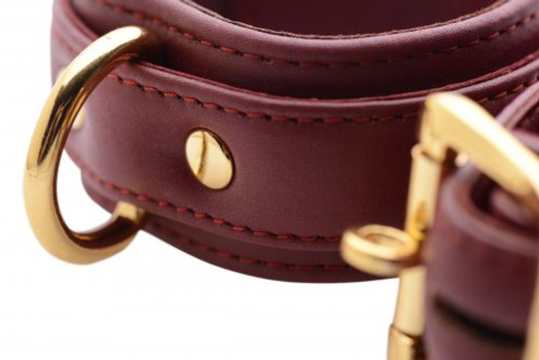 Strict Leather Luxury Burgundy Locking Ankle Cuffs