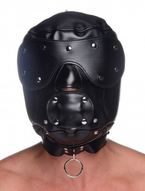 Muzzled Universal BDSM Hood with Removable Muzzle