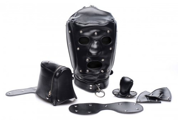 Muzzled Universal BDSM Hood with Removable Muzzle