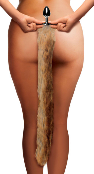 Extra Long Mink Tail Metal Anal Plug- Brown (AF423)