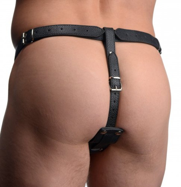 Male Cock Ring Harness with Silicone Anal Plug 