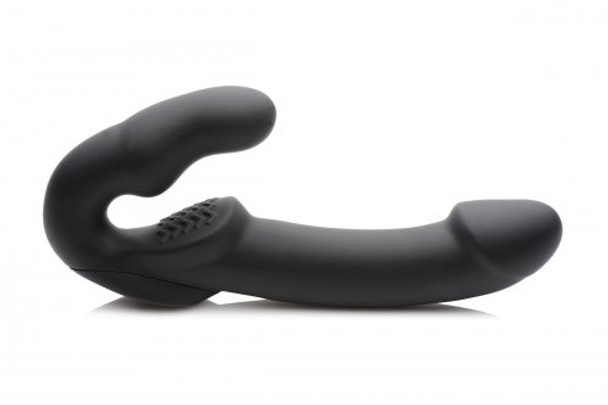 Evoke Rechargeable Vibrating Silicone Strapless Strap On- Black