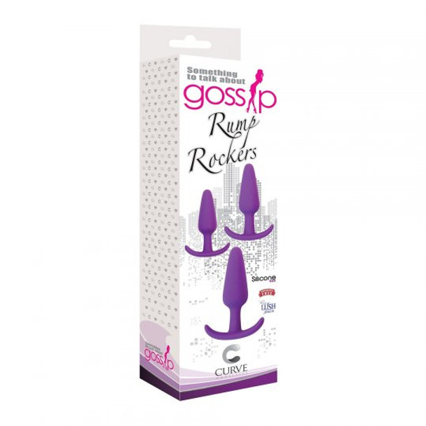 Rump Rockers 3 Piece Silicone Anal Plug Set - Purple (packaged)