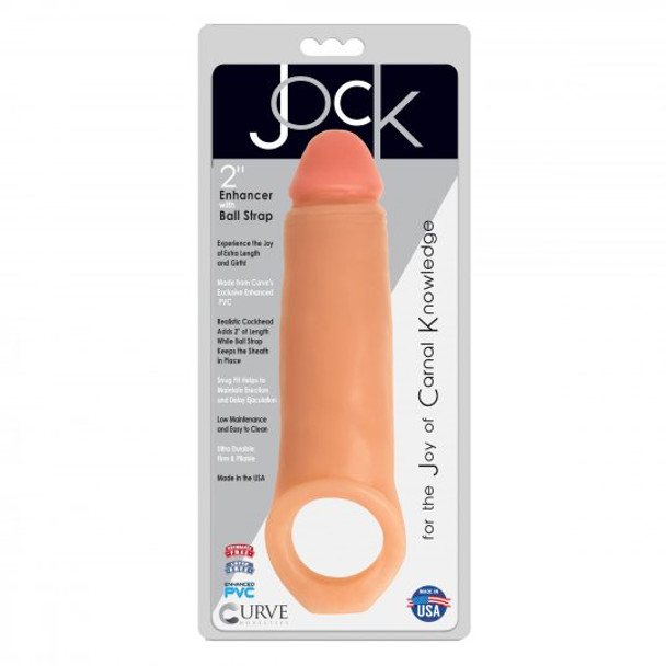 2 Inch Penis Enhancer with Ball Strap - Flesh  (packaged)