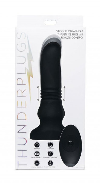 Silicone Vibrating and Thrusting Plug with Remote Control (packaged)