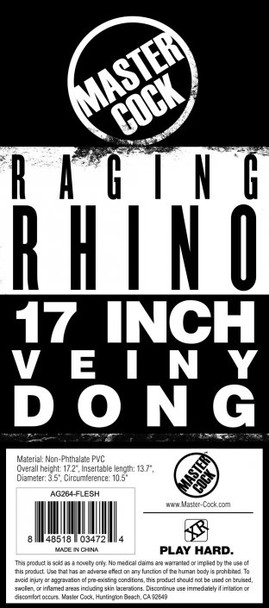 Raging Rhino 17 Inch Veiny Dildo - Flesh (packaged)