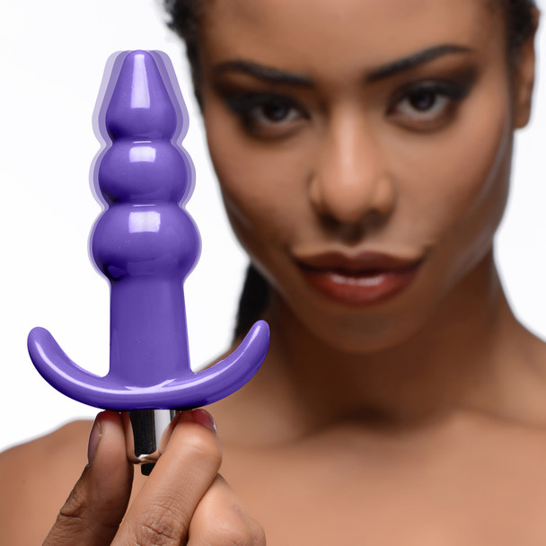 Ribbed Vibrating Butt Plug - Purple (AG295-Purple)