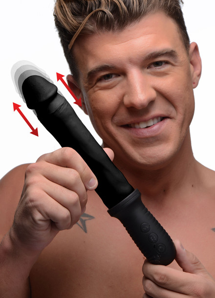 8X Auto Pounder Vibrating and Thrusting Dildo with Handle - Black (AG360-Black)