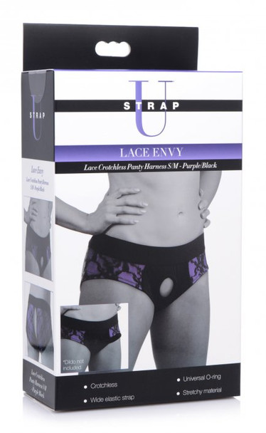 Lace Envy Crotchless Panty Harness - SM (packaged)