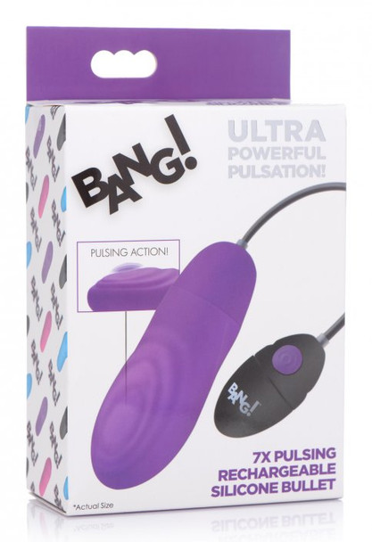 7X Pulsing Rechargeable Silicone Vibrator - Purple (packaged)