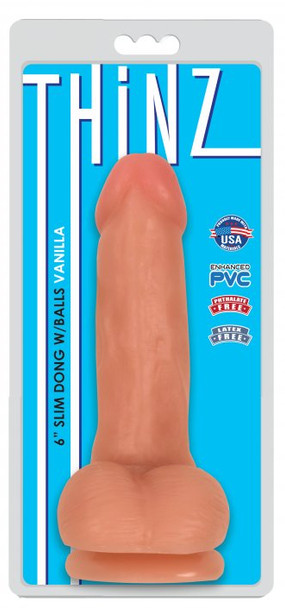 6 Inch Slim Dildo with Balls - Light (packaged)